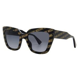New! Moschino Black Sunglasses with Gold Logo Pattern, MOS148/S 7RM9O, Authentic